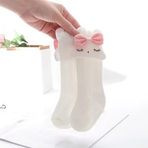Children’s Summer Thin Lace Mesh Socks Cartoon Anti Mosquito Tube with Anti Slip Floor Crew Height