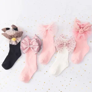 Children’s Thin Cotton Princess Socks Casual Crew High Spring and Autumn Girls’ Stockings