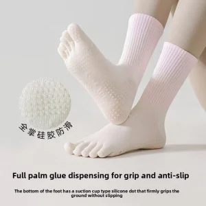 Children’s Yoga Five Finger Socks Seamless Antibacterial Sweat Absorbing Autumn Winter Mid Tube Pilates Fitness Professional