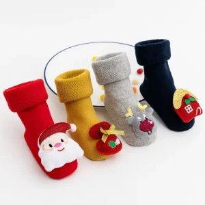 Christmas Children’s Winter Crew Casual Knitted Thickened Anti Bacterial Terry Baby Socks Gift
