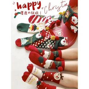 Christmas Festival Fashion Personal Warmth Baby Socks Boys Girls Kids Children Toddler Cartoon Jacquard Socks