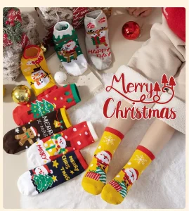 Christmas Stockings for Kids Boys Girls Standard Cotton Holiday Knitted Breathable Winter