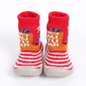 Christmas Style Cotton Blend Kids Sock Shoes Wear Resistant Shock Absorbing Comfortable Casual Shoes for Girls Indoor Outdoor