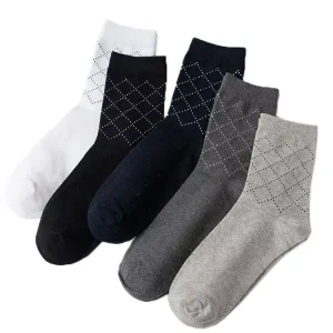 Classic 100% Cotton Solid Patterned Dress Socks for Business Men Socks