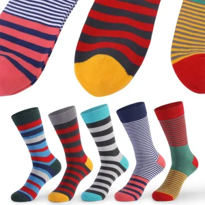 Classic Business Stripe Dot Patterned Casual Men Plus Size Anti-Bacterial Crew Big Size 45-48 Office Socks