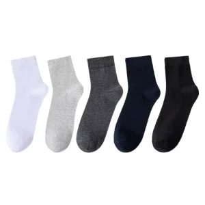 Classic Cotton Formal Office Dress Socks for Men Breathable One-Size Quarter Socks Plain Color Casual Crew for Spring