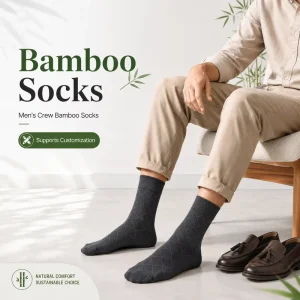 Classic Crew Bamboo Fiber Socks Breathable Eco Friendly Spring Business Dress Socks Custom Bamboo Geometric Pattern
