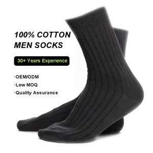 Classic Mens Business Socks All Seasons 100% Combed Cotton Socks Crew Seamless Men’s Socks