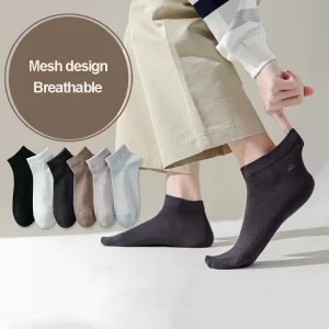 Classical Plain Mesh Men’s Short Custom Cotton Business Socks Summer Men Casual Ankle Socks
