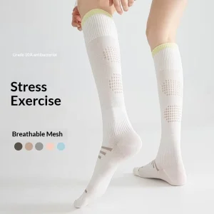 Cloud Feel Circle Knitted Combed Cotton Compression Calf Socks Women Summer Thin Badminton Fitness Running Mid-Calf Socks