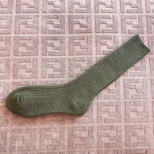 Cold Resistant Winter Warm Wool Ribbed Socks Thickened Double Needle Terry with Crew High Knitted Logo on Cuff Socks