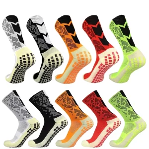 Color Autumn Knitted Crew Football Sports Socks Non slip Competition Training Outdoor Standard Towel Bottom Running Men Body