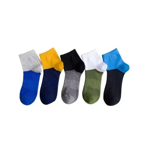 Color Block Low Cut Sports Socks Cushioned Breathable Athletic Socks Comfortable Wear Resistant Running Training Socks