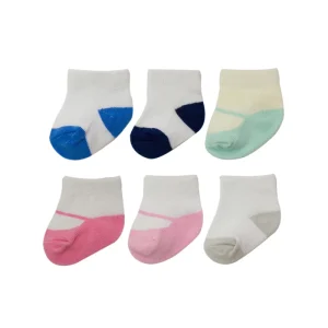 Color Matched Baby Socks With Simple Pattern Breathable Cotton Casual Type No Threads