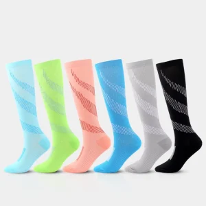 Color Striped Pressure Socks Nylon Knee High Stockings for Men