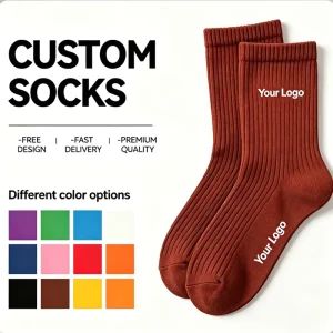 Colored Sports Socks Knitted Logo Men Crew Unisex Custom Socks