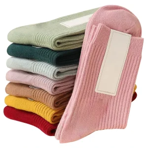 Colorful Custom Socks Athletic Breathable Crew Socks Preppy Uniform Cotton Dress Socks