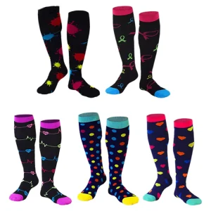 Colorful Football Leg Stocking Unisex Pressure Socks Nurse Knee High Compression Sport Socks
