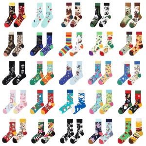 Colorful Funny Crew Socks Novelty Pattern Cotton Socks for Men Women