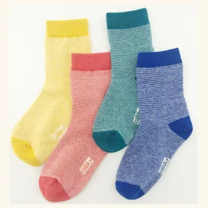 Colorful Kids Cotton Knitted Socks Solid Color Stripe Boys and Girls Socks for Dailywear