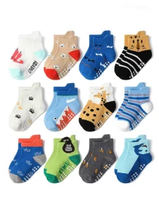 Combed Cotton Knitted Cartoon Socks Kids Breathable Eco Friendly Casual Floor Socks Non Slip Summer Ankle Anti Bacterial