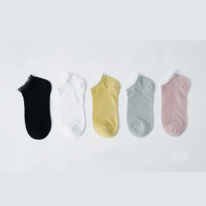 Combed Cotton Multi-color With Lace Ribbed Small Fresh Color Women’s Socks
