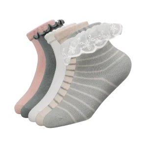 Combed Cotton Pretty Accessories and Lace Trimmed Girl Socks