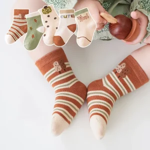 Comfort Breathable Baby Socks 5 Pairs Per Pack 0-10 Years Kids Cotton Socks Cartoon Girl Boy Socks