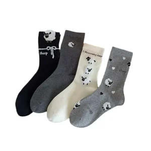 Comfortable Cotton Knitted Ladies Ankle Socks Breathable Low Cut Sheep Pattern Socks for Women