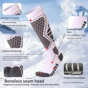 Comfortable Cotton Soft Ski Socks Thermal Warm Winter Thick Knee High Snowboarding Skiing Socks for Women Men