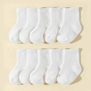 Comfortable Cotton Solid Color White Baby Socks Crew Newborn Toddler Socks