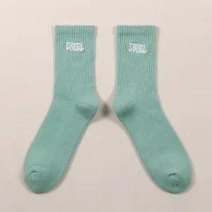 Comfortable Cotton Terry Crew Custom Embroidery Design Logo Custom Sports Socks