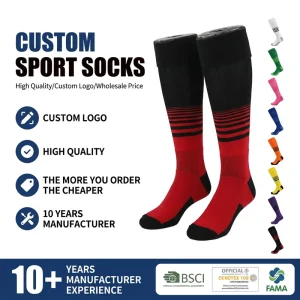 Comfortable Fit Over Calf Socks Custom Design Knee High Sport Socks Breathable Athletic Socks for Basketball Soccer Training