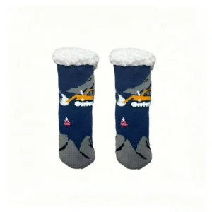 Comfortable Girls Socks Snowman Style Anti slip Cozy Sherpa Lined