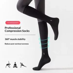 Compression Calf Socks for Women’s Summer Fitness Running Skipping Rope Yoga Cotton Over Knee Non Slip Professional Socks