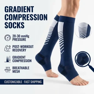 Compression Recovery Socks Gradient Pressure Breathable Mesh Athletic Leg Sleeve Custom Logo