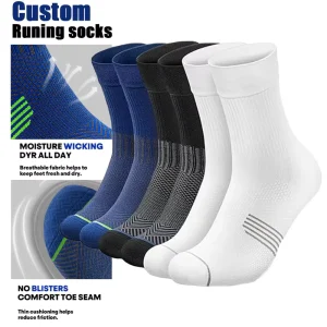 Compression Running Socks Cushioned Athletic Crew Socks With Arch Support