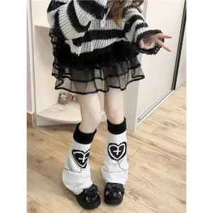 Cool Girl JK Knitted Sock Cover Japanese Style Y2k Sweet Winter Mid calf Geometric Jacquard Stacked Sweat Absorbent Socks
