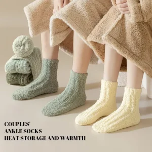 Coral Fleece Thermal Eco Friendly Breathable Socks Women Winter Warm Soft Plush Sleeping Crew Knitted Non Slip Home