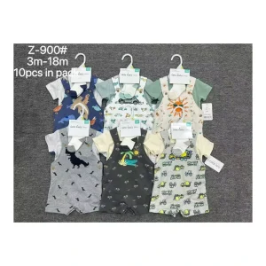 Cotton Baby Boy 3-18 Months 3-Piece Set with Short Sleeve Shirt Romper Shorts and Soft Socks for Summer Playtime