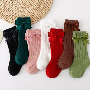 Cotton Baby Girl Socks Children’s Socks Middle Tube Bow Kids Girls Socks