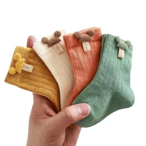 Cotton Baby Socks for Newborn Infant Autumn Winter Baby Mid Tube Socks for Baby Children Breathable Sweat-Absorbent Baby Socks