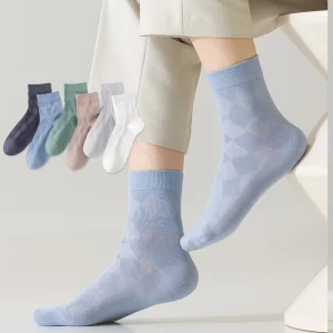 Cotton Black Soft Hand Feel Breathable Mercerized Cotton Socks Men Tube Sports Business Mid Crew Socks