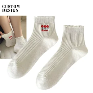Cotton Breathable Women Socks Custom Logo Embroidery Socks