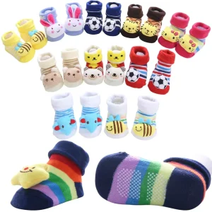 Cotton Cartoon Non-slip Baby Floor Socks Striped Cute Anti-Slip Baby Toddler Socks Knitted Winter Accessories