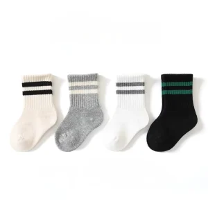 Cotton Children’s Socks Baby Stripe Mid Tube Parallel Bars Casual Wear Cozy Crew for Toddlers Knitted for Autumn