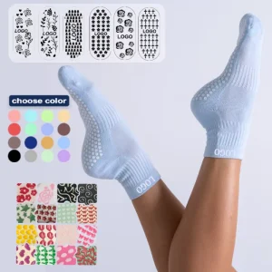 Cotton Crew Women Grip Socks Sports Yoga Ballet Anti Slip Pilates Athletic Logo Custom Socks