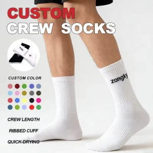 Cotton Custom Crew Gym Socks Embroidered Logo Free Samples for Fitness Studio Workouts