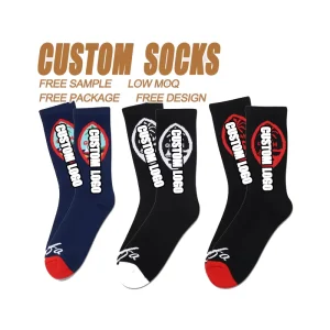 Cotton Custom Logo Men’s Sport Colorful Logo Crew Basketball Athletic Socks