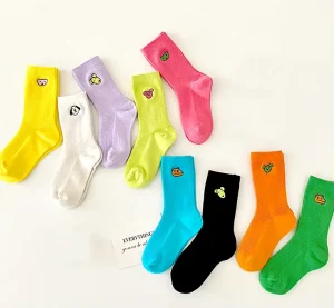 Cotton Cute Kids Socks Embroidery Animal Kids Crew Socks Colorful 3 Pairs Funny Socks for Kids